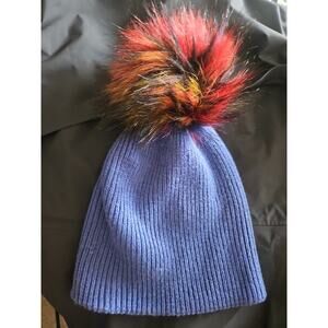 Meniere Blue Winter Hat NWT Beanie New Pom Pom Knit Wool